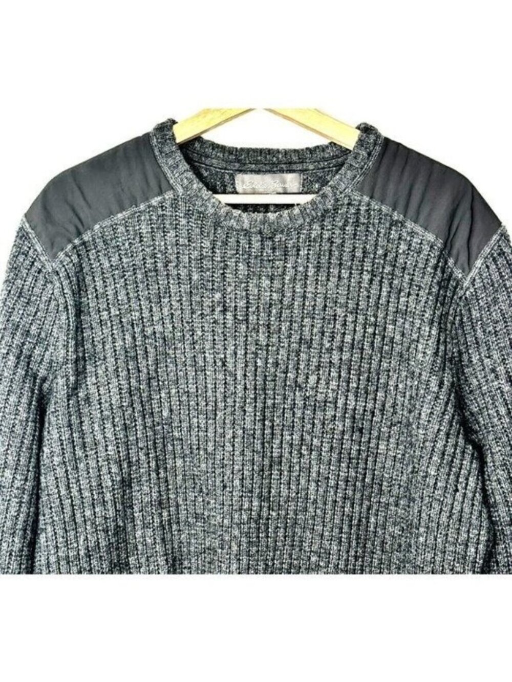 Eddie Bauer Mens XL Sweater Wool Blend Gray Crew Neck Sport Shop Shoulder Patch - Picture 5 of 16